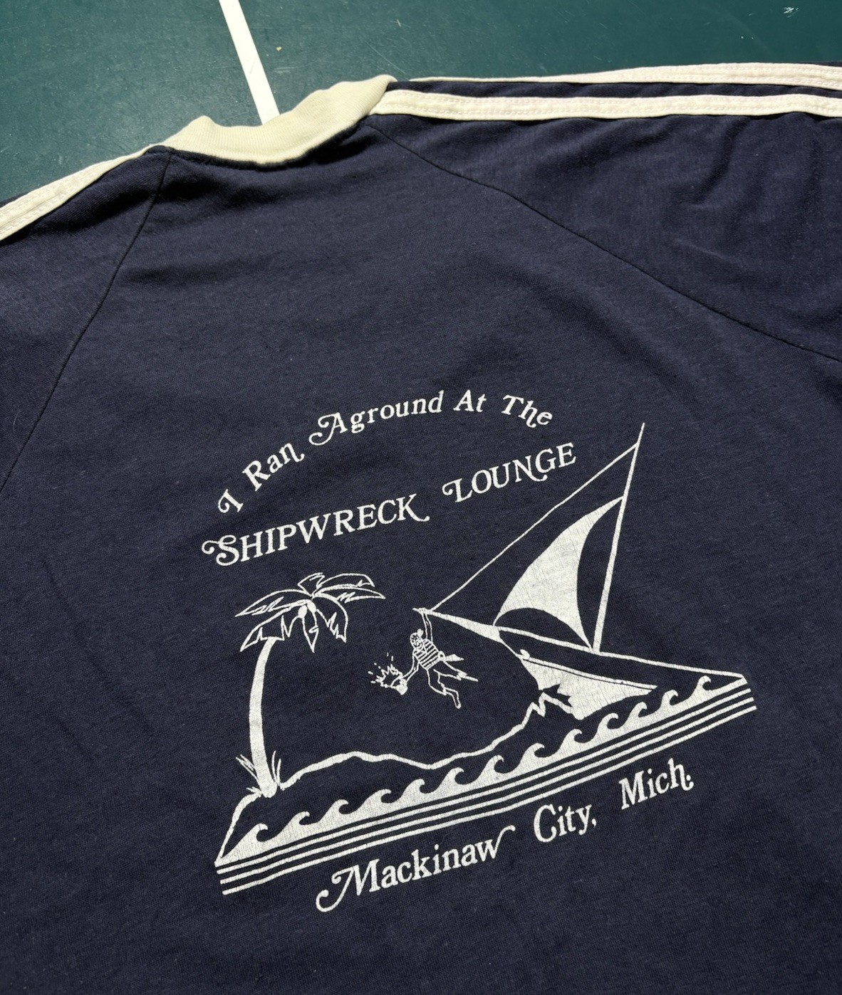 Vintage 70s Mackinaw City Ringer T Shirt Small Paper Thin Michigan Shipwreck gallery
