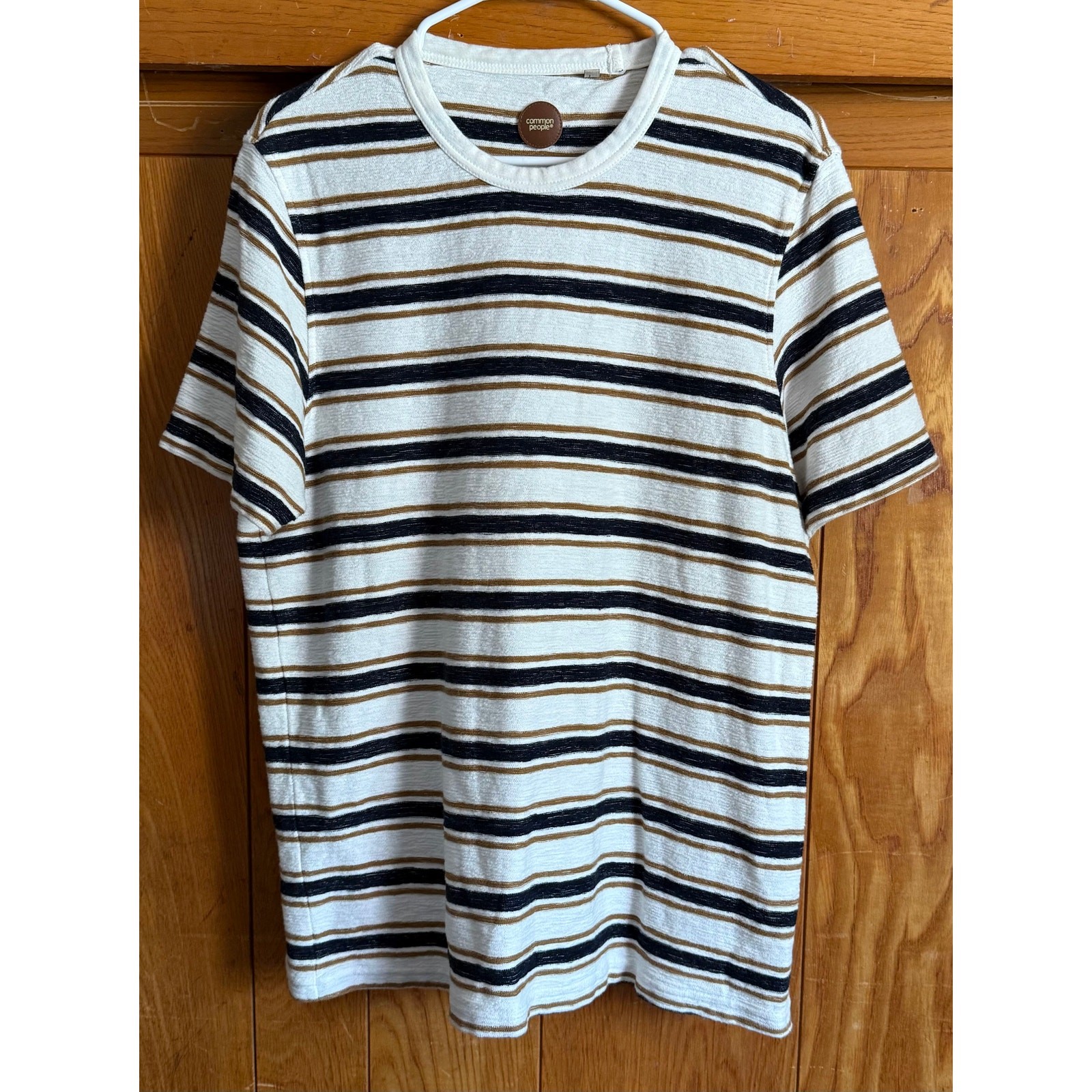 Common People Striped Textured Knit T-Shirt Men's L gallery