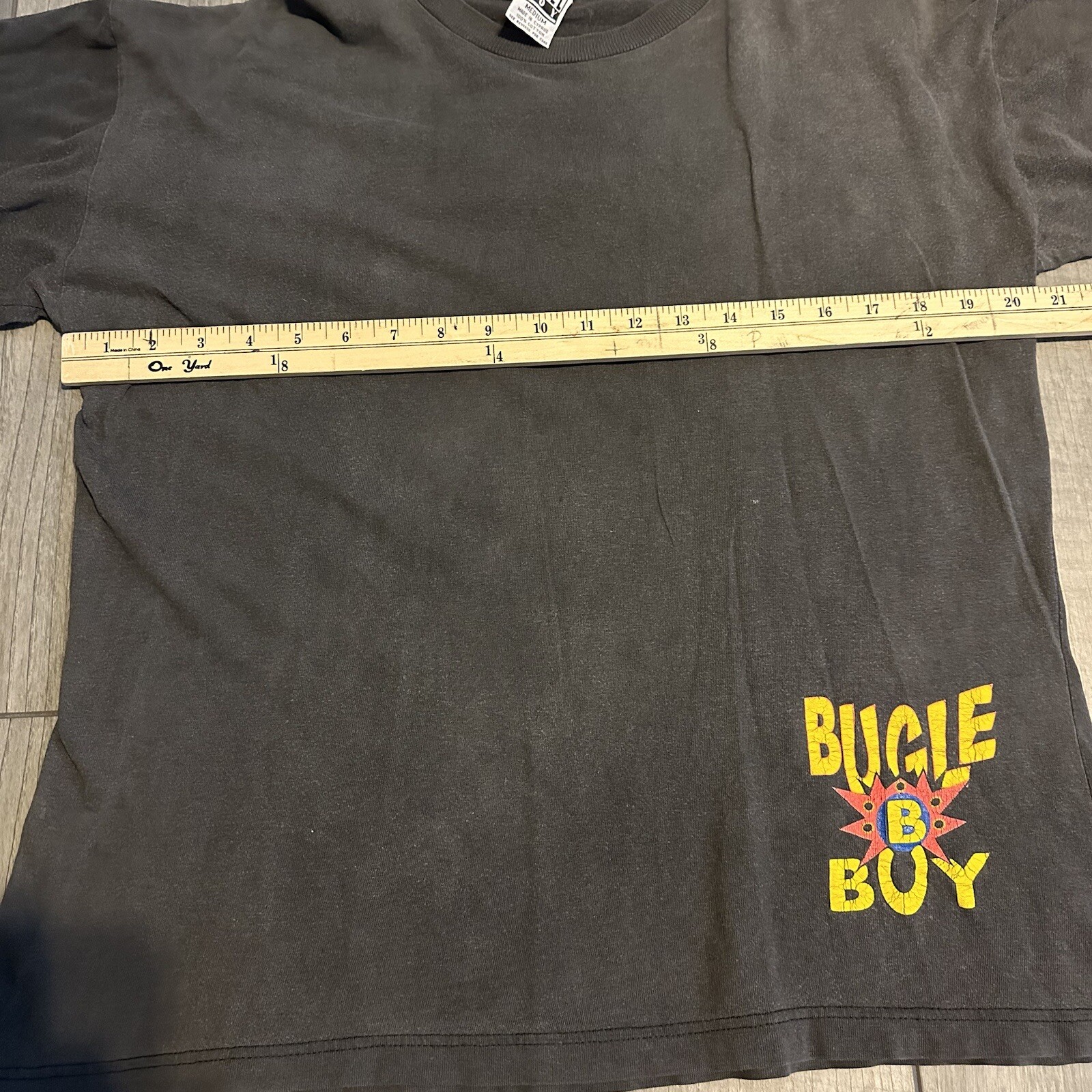 Vintage Bugle Boy Shirt Medium Single Stitch Sun Faded Gradient Neon Rainbow 90s gallery