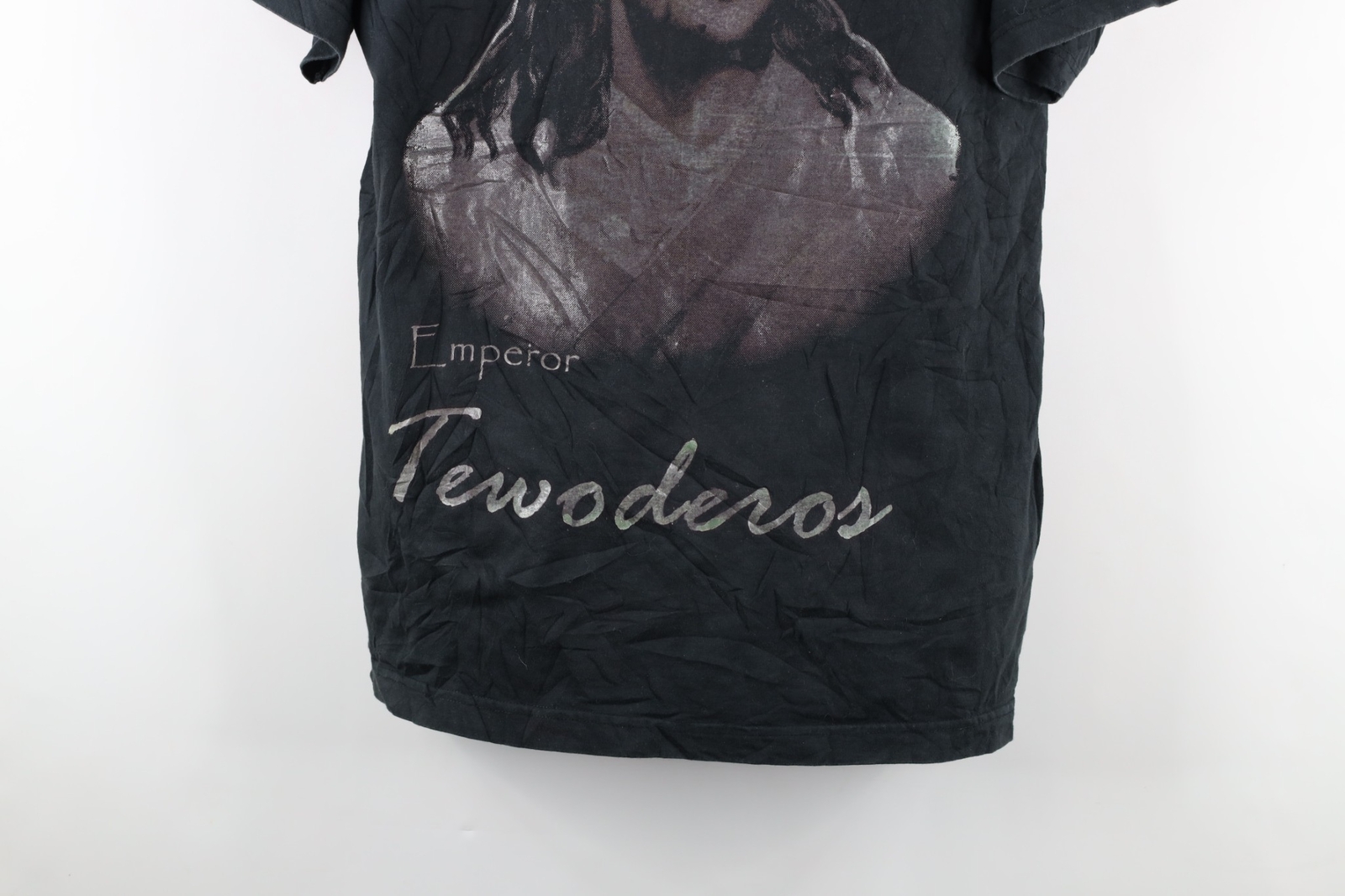 Vintage 90s Mens Large Faded Spell Out Ethiopia Emperor Tewoderos T-Shirt Black gallery