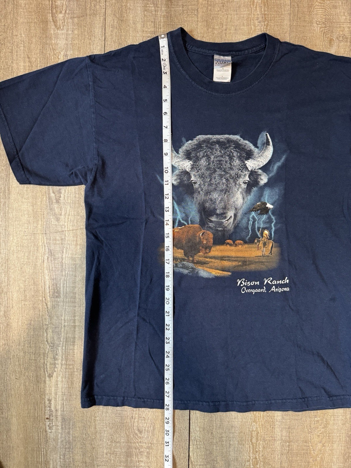 Gildan Ultra Cotton Men's Navy Bison Ranch Graphic Crew Tee Short Sleeve L gallery