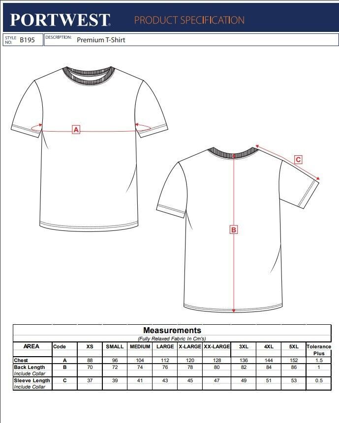 Portwest Turin Premium T-Shirt Workwear Cotton Casual Summer T-Shirt#B195 gallery