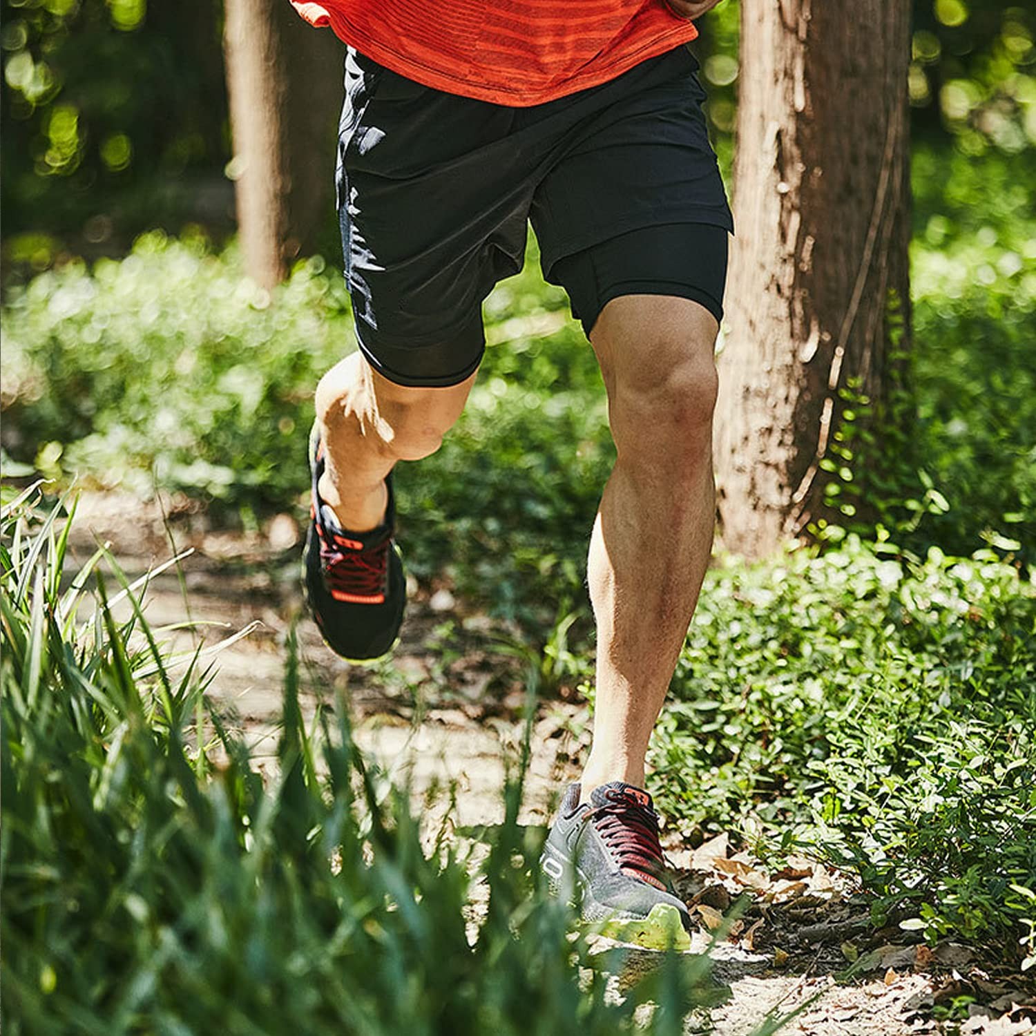 Leidowei Men's 2-in-1 Running Shorts Workout Jogger Gym Large, Green gallery