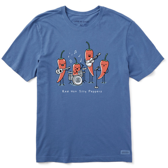 Life is Good. Men’s Red Hot Silly Peppers Crusher-LITE Tee, Faded Black