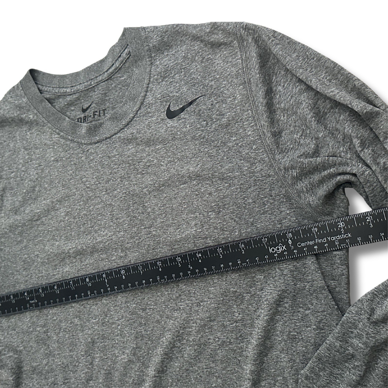 Nike Dri-FIT Mens Long Sleeve Shirt Heather Gray Tech Workout Gym Tee Medium gallery