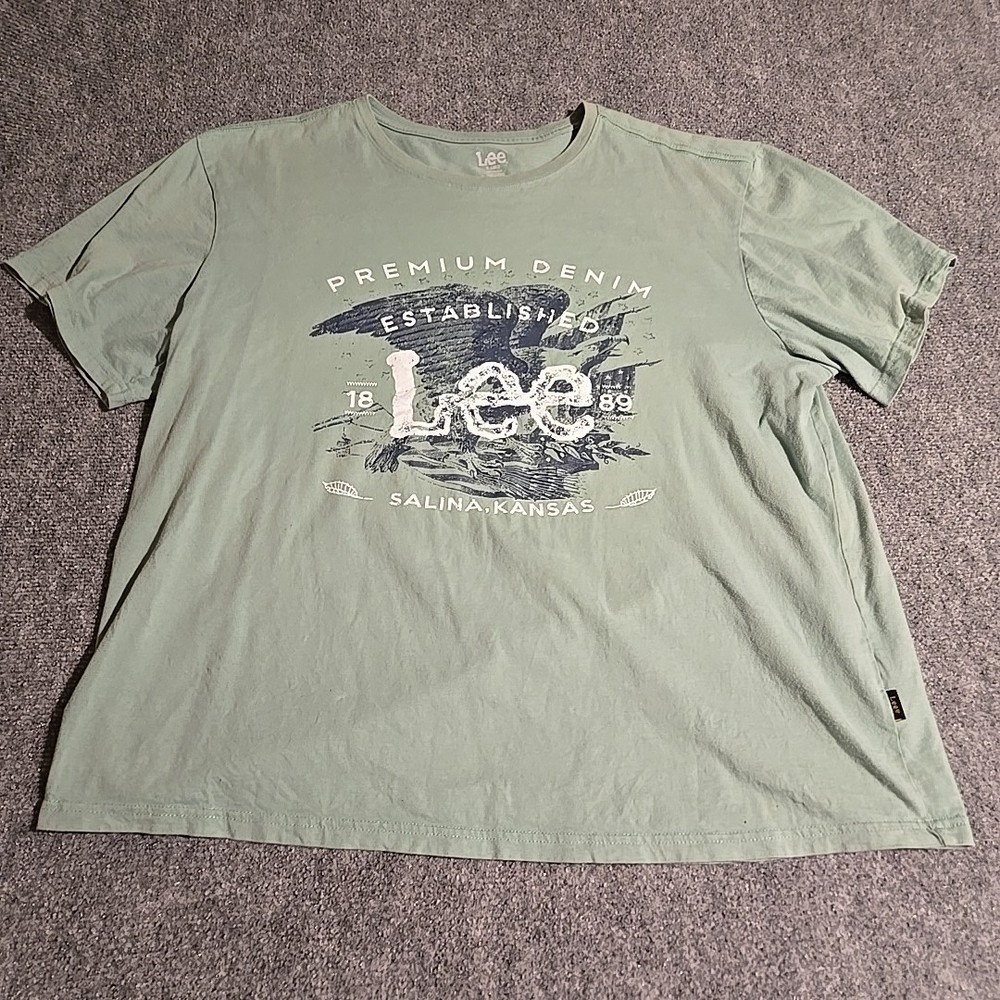 Lee Premium Denim Original Graphic T-Shirt Mens XL Green Short Sleeve Pullover