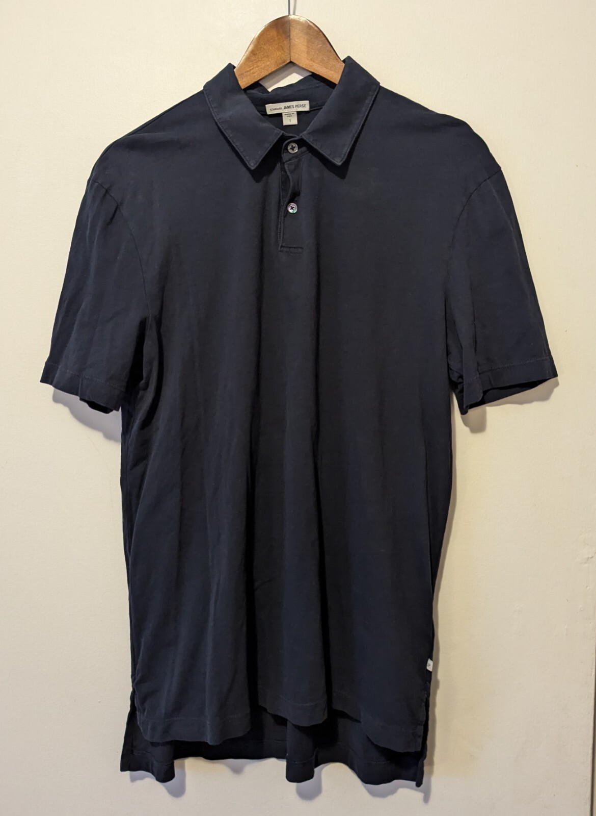 JAMES PERSE - Navy short sleeve polo shirt - Sz 1 gallery