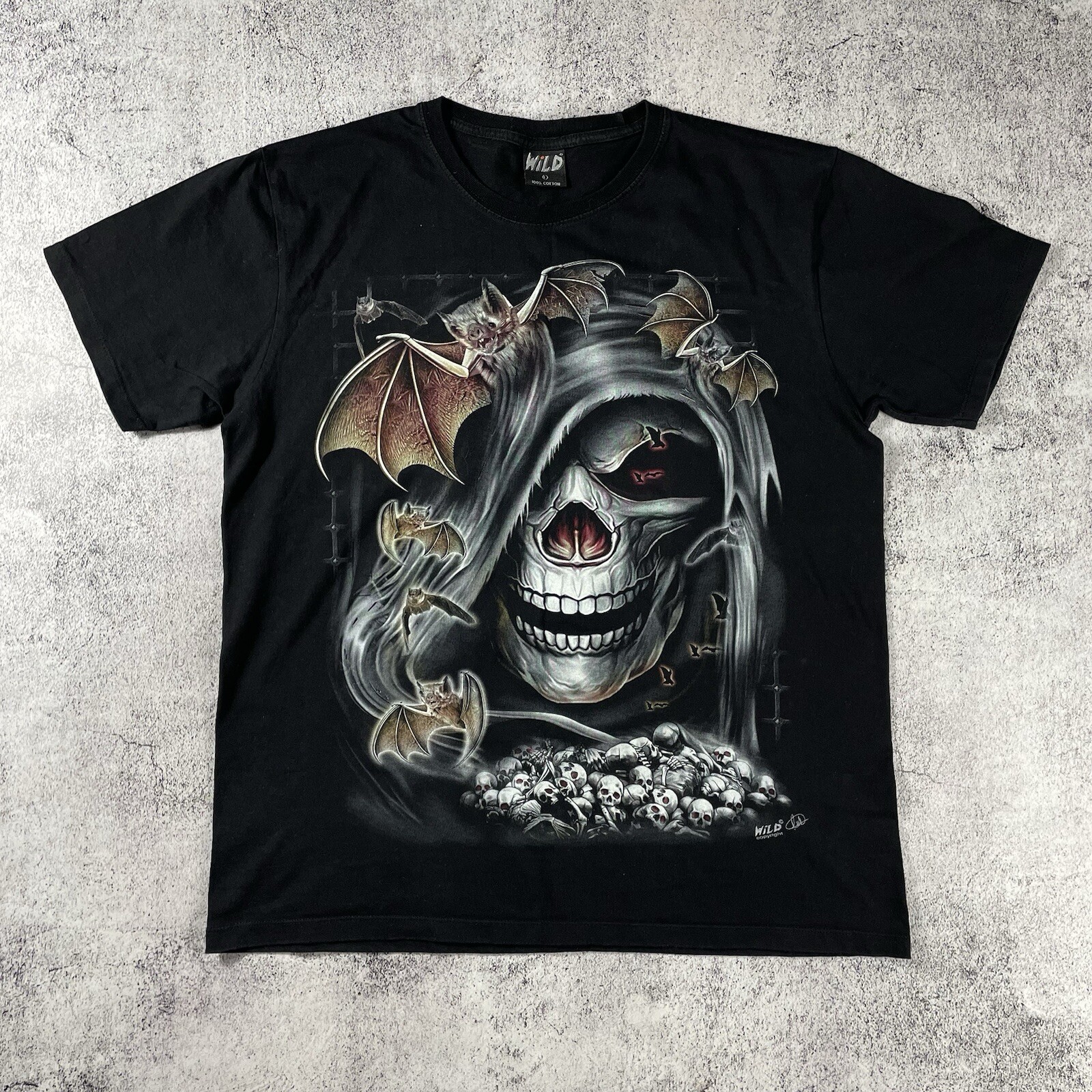 Vintage Wild Tee Shirt Skull Bat Bones Y2K Mens Size L gallery
