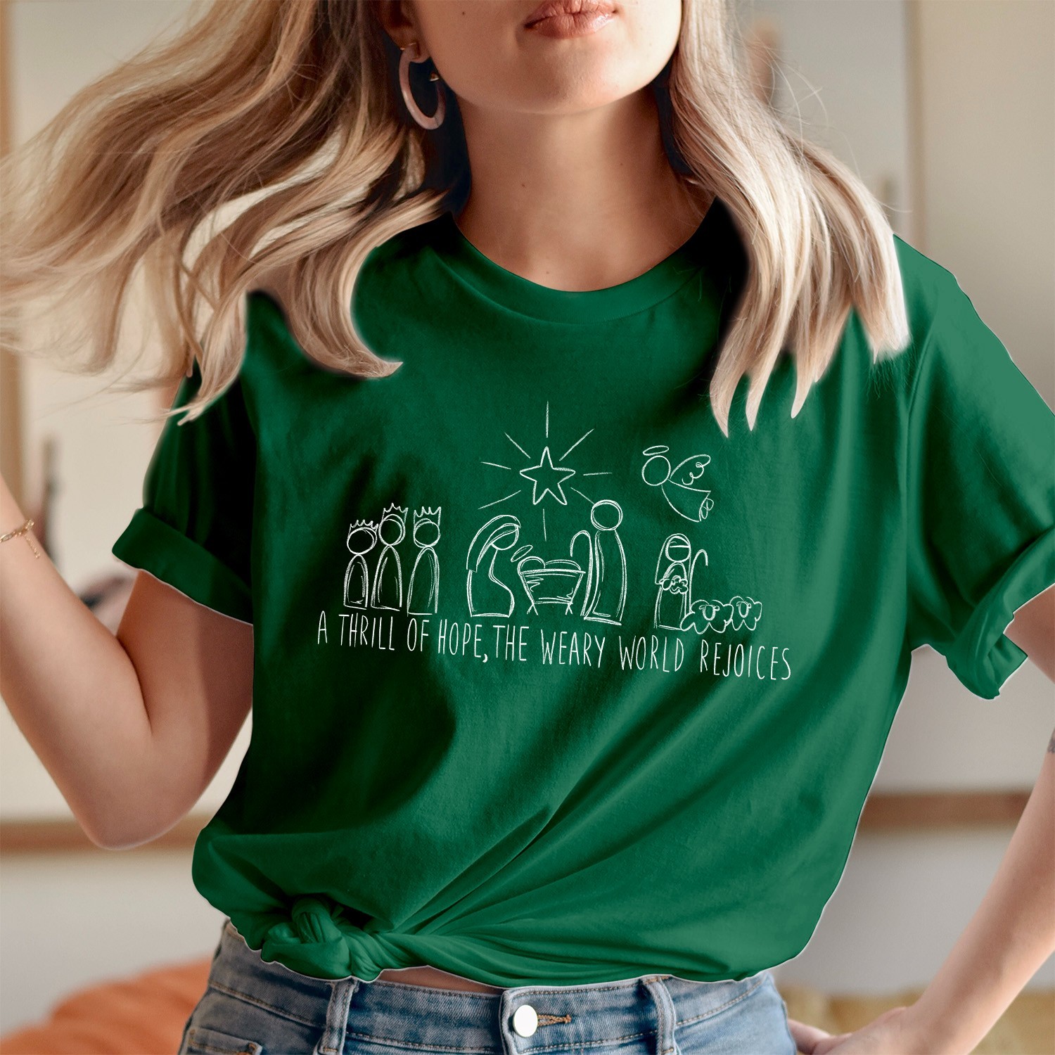 A Thrill Of Hope Nativity T-Shirt Christmas Religious Bible Verse Gift T-5321 gallery