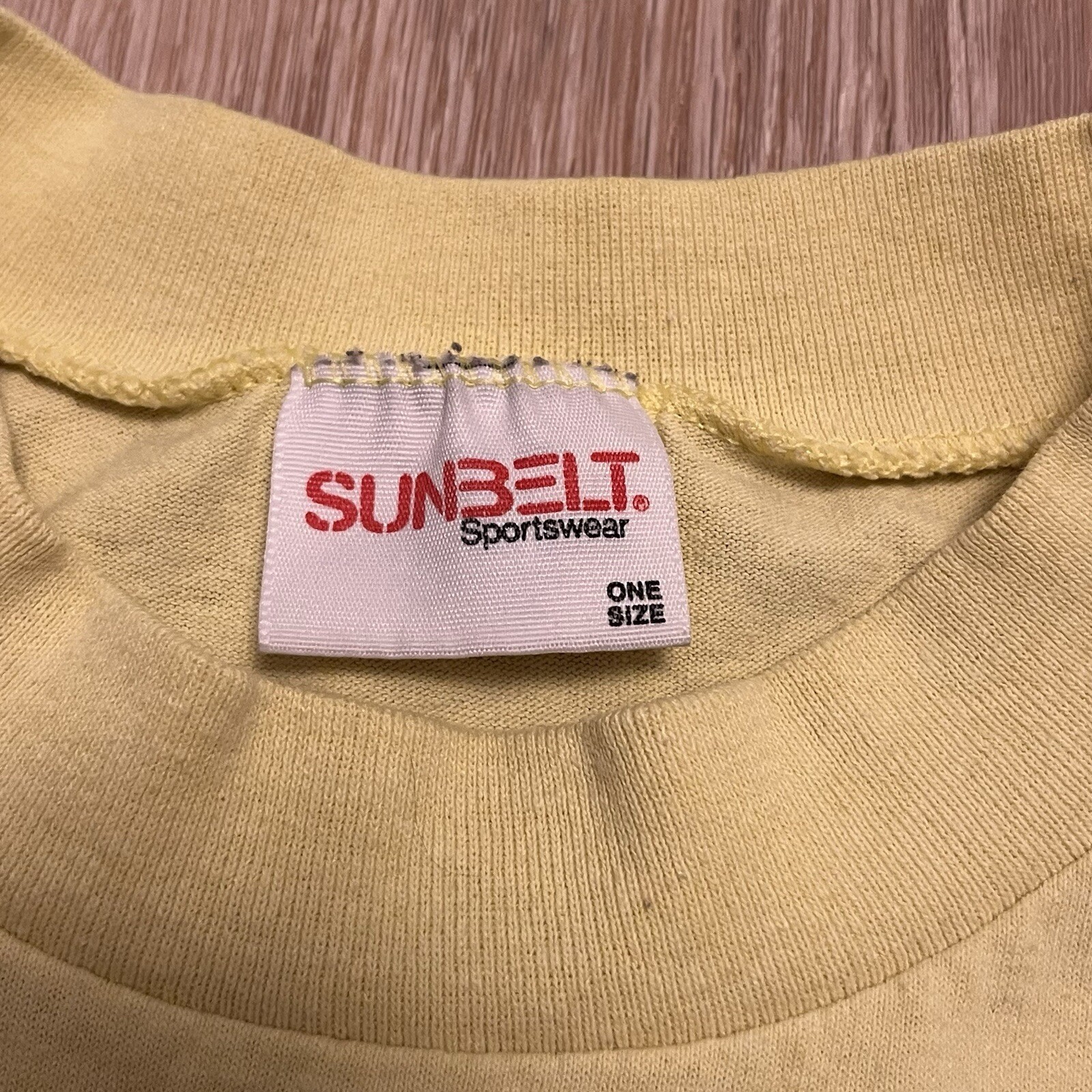 Vintage 80s OSFA Palm Springs California Yellow T-Shirt Sunbelt Sportswear Cut gallery