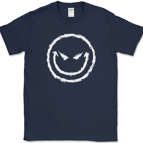 Evil Smiley Face T-Shirt Funny Rebel Biker Humor Sarcastic DJ Club Tee gallery