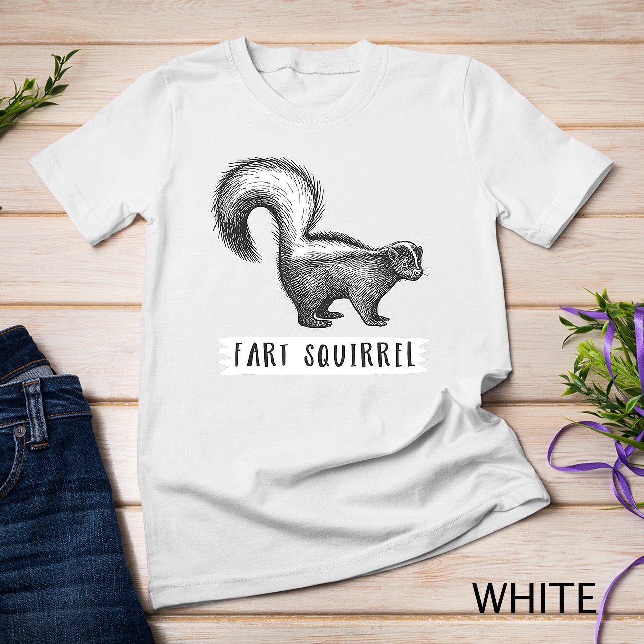 Fart Squirrel Funny Skunk Unisex T-shirt gallery
