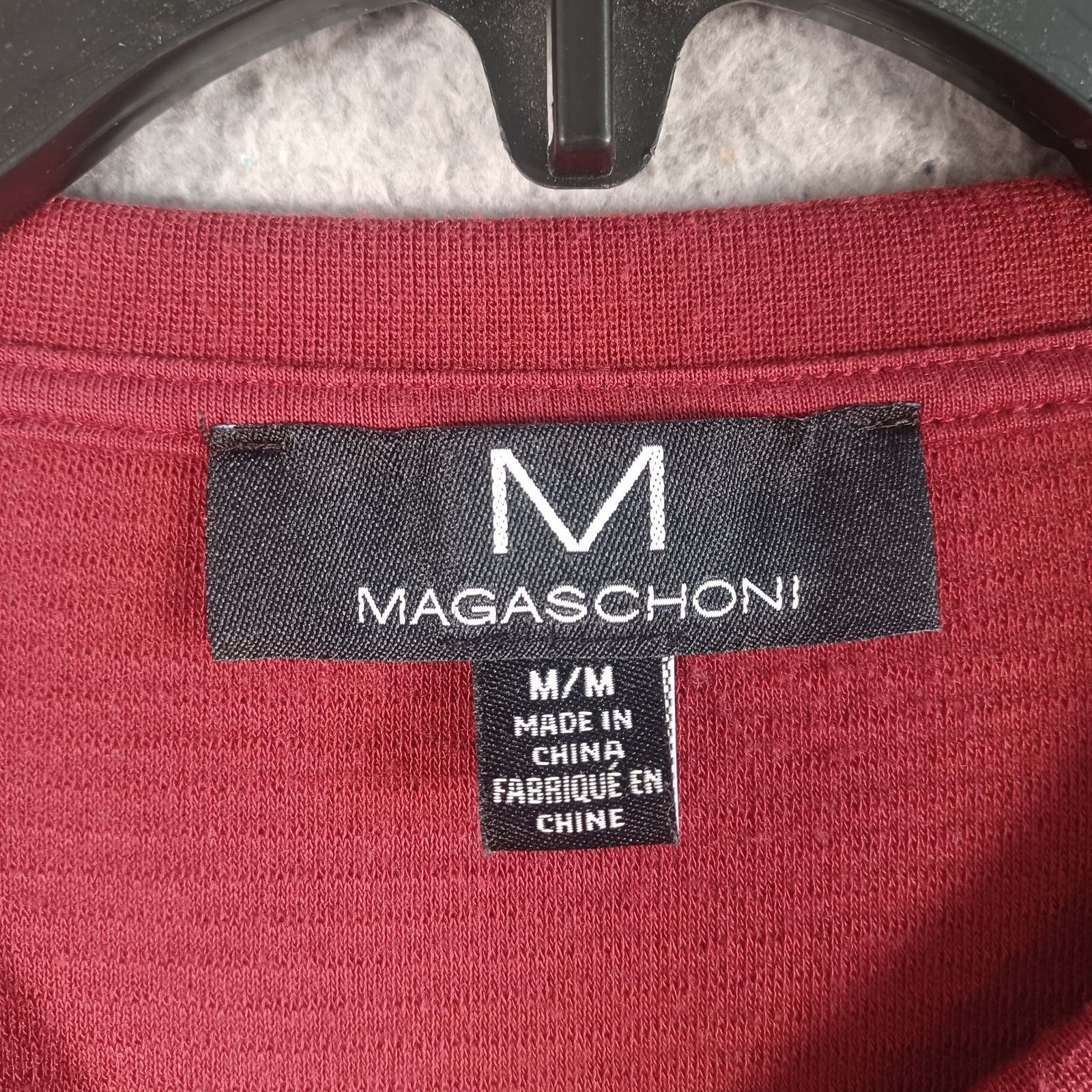 MAGASCHONI Mens Burgundy Long-Sleeve Shirt Size Medium Stretch Round Neck Soft gallery