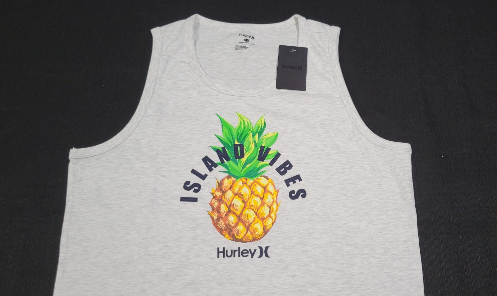 Hurley Men's The One & Only Graphic Tank Top Island Vibes Pineapple Tank -gray gallery