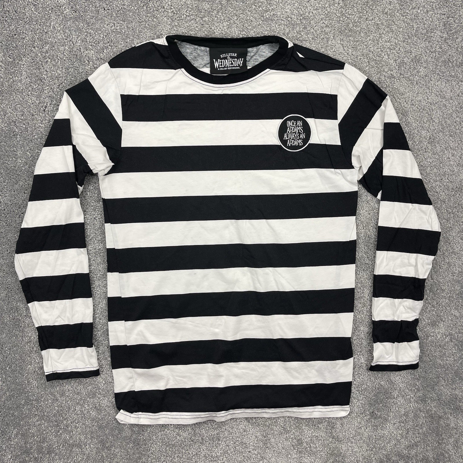 Kill Star Wednesday Shirt Adult Small White Striped Long Sleeve Crew Neck