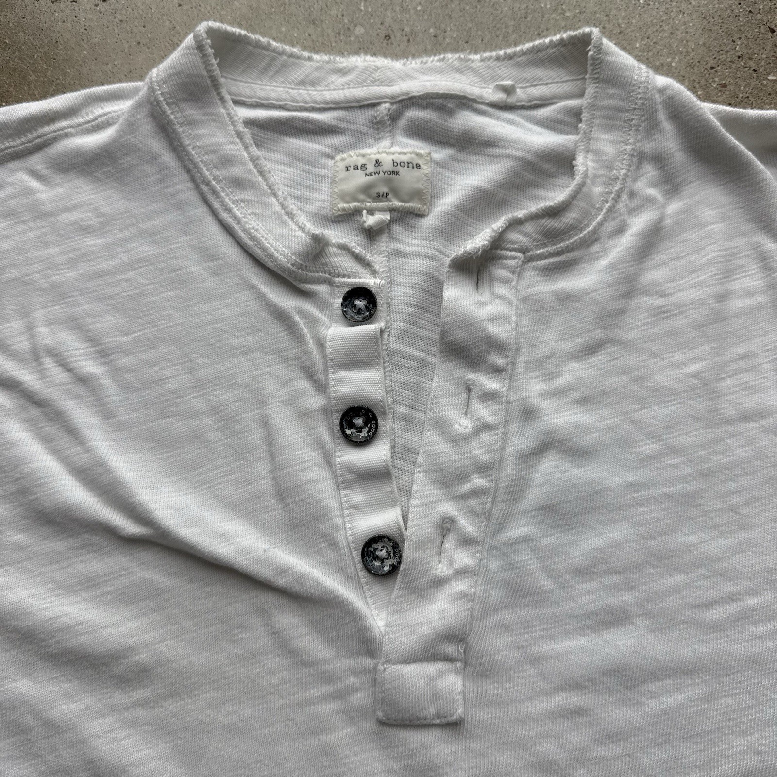 Rag & Bone Classic Henley Shirt Mens Size Small White Peruvian Cotton gallery