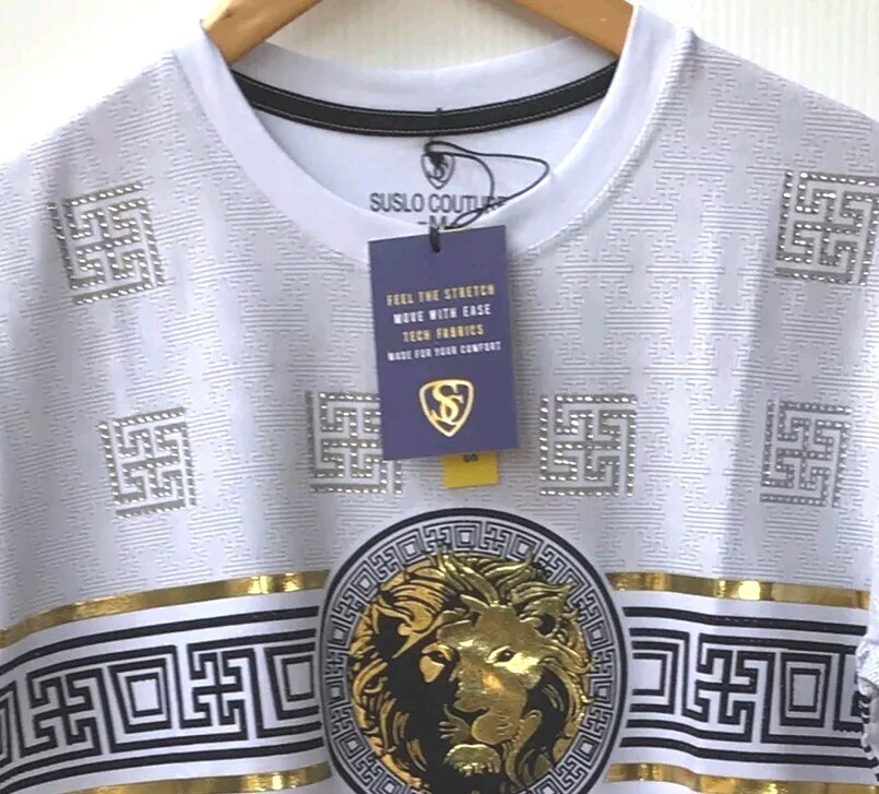 Men's Beautiful Cotton Rhinestone T Shirt,Italian Style,Stretch S to 2XL….A12. gallery