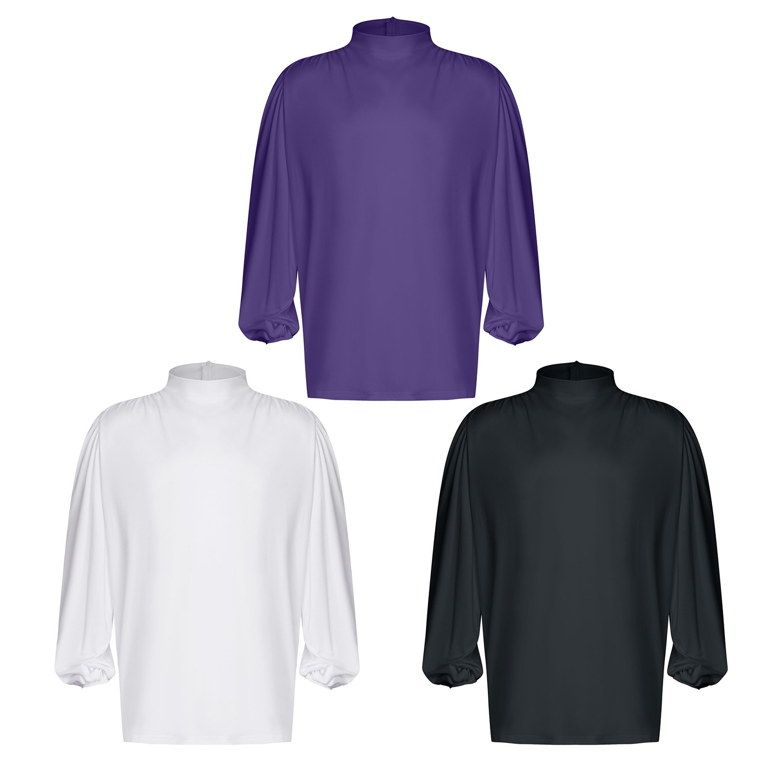 Mens Blouse Tunic Shirt Stand Collar Tops Church Worship Celebrations Choir gallery