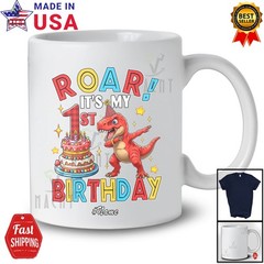 Custom Name Roar It’s My 1st Birthday; Dabbing T-Rex; Men Boys Family T-Shirt