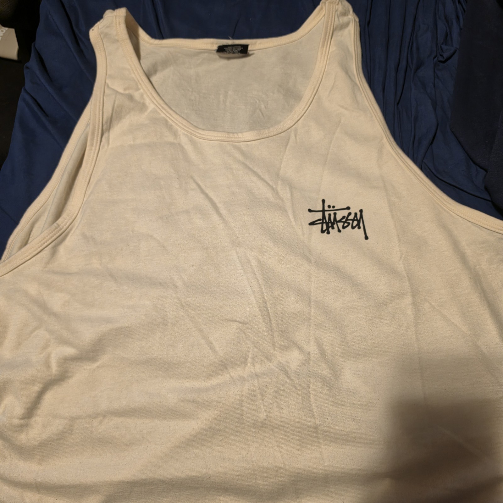 Stussy Men’s White Logo Graphic Scoop Neck Sleeveless Tank Top XL gallery