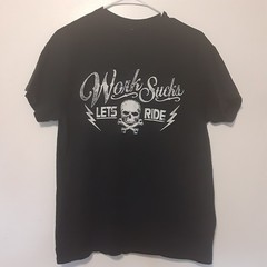 Work Sucks Lets Ride Mens M Motorcycles Skeleton T Shirt Black Gildan Biker