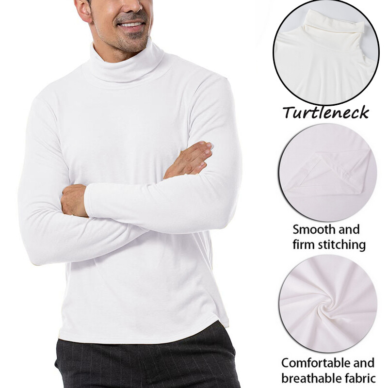 Men's Thermal Long Sleeve Compression Shirts Turtleneck Winter Base Layer Top US gallery