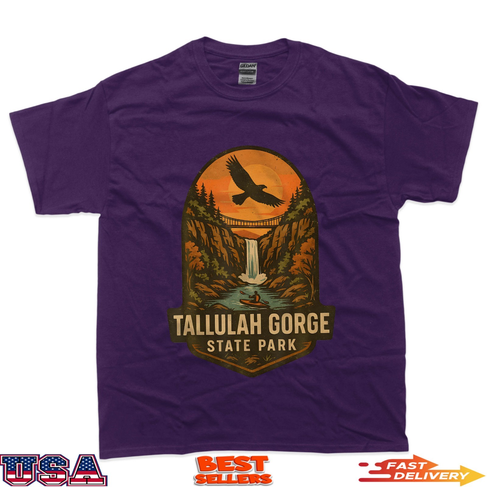 Tallulah Gorge Shirt Waterfall Bridge Kayak Georgia Park T-Shirt gallery