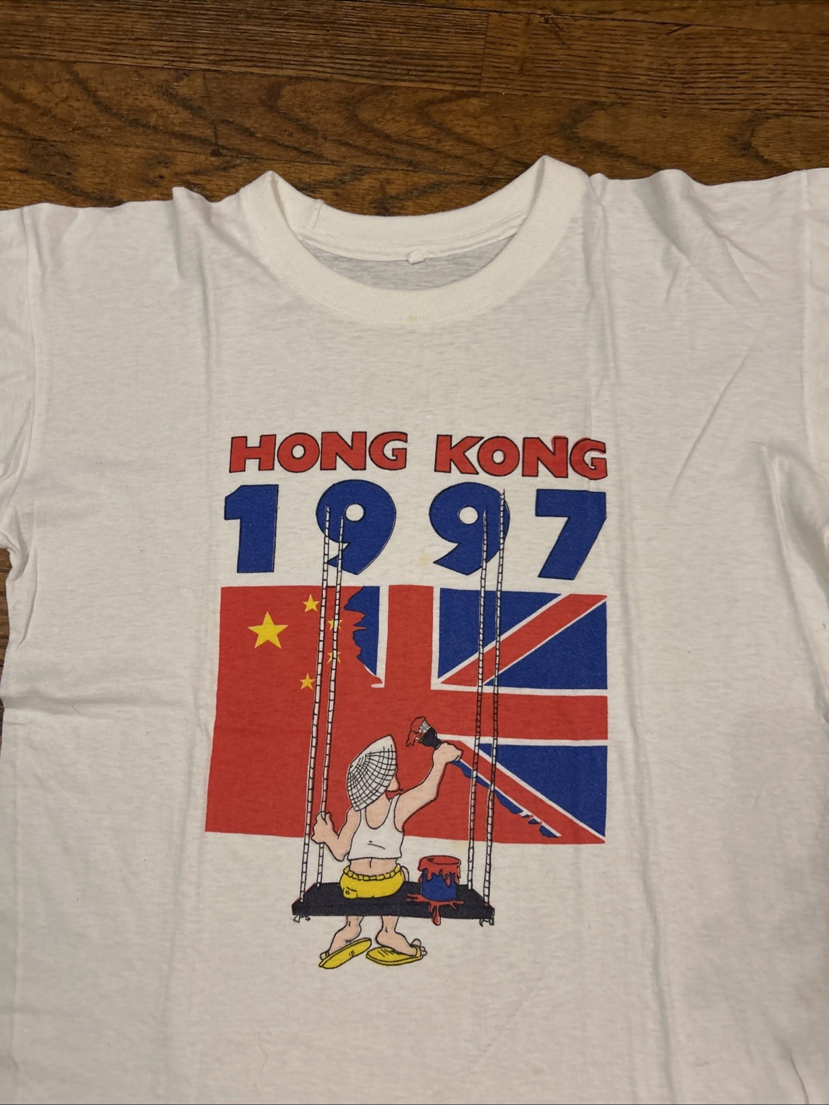 Vintage Hong Kong Size Small 90s Independence China Flag Shirt 1997 gallery