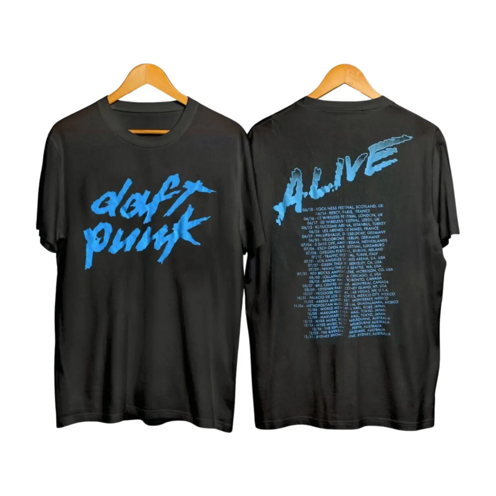 Daft Punk Alive 2007 Tour Shirt Vintage Electronic Music Tee Front Back