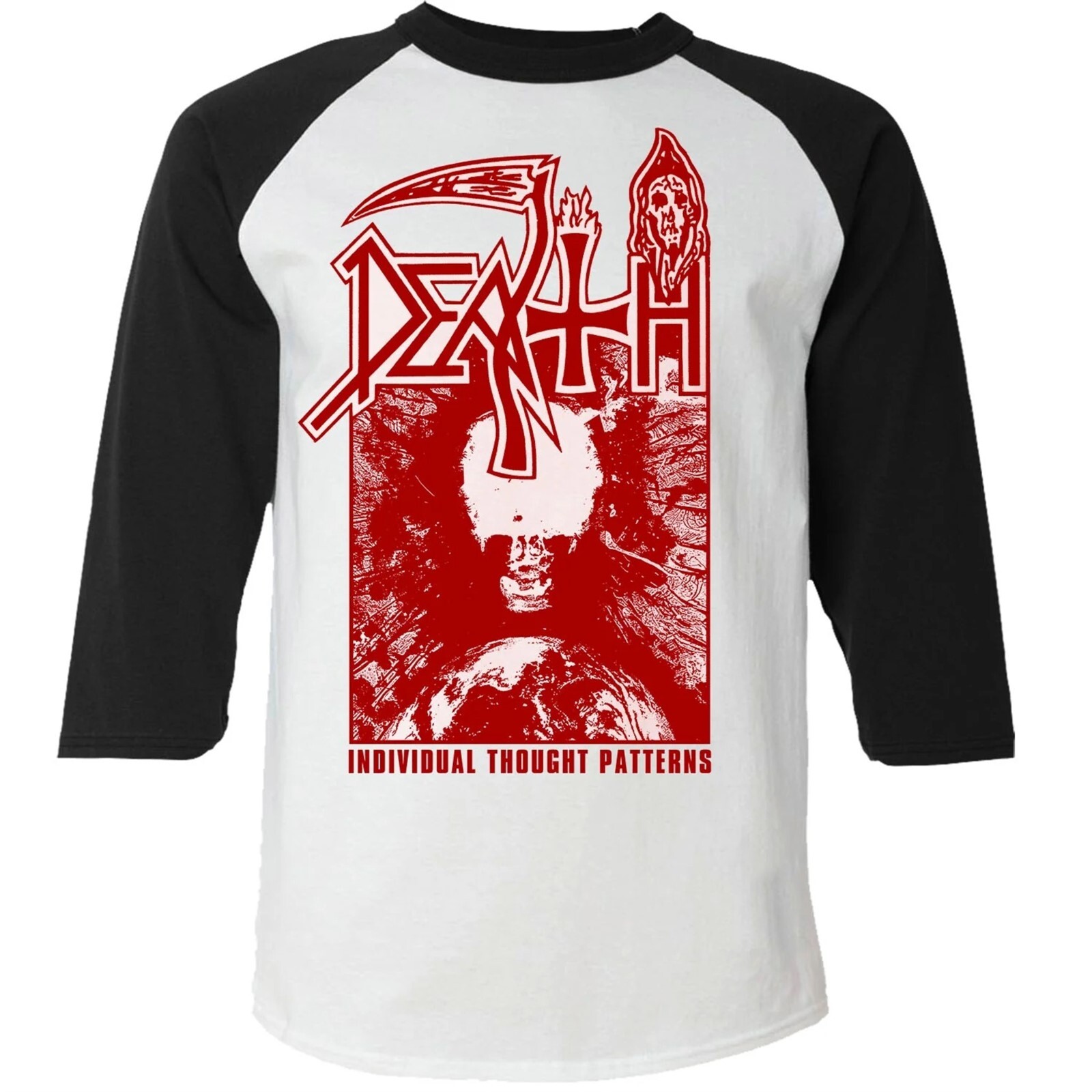 DEATH cd cvr INDIVIDUAL THOUGHT PATTERNS Official RAGLAN SHIRT XL New chuck