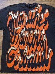 Vintage MARITHE FRANCOIS GIRBAUD Graffiti Shirt Black Orange White SIZE 5XL