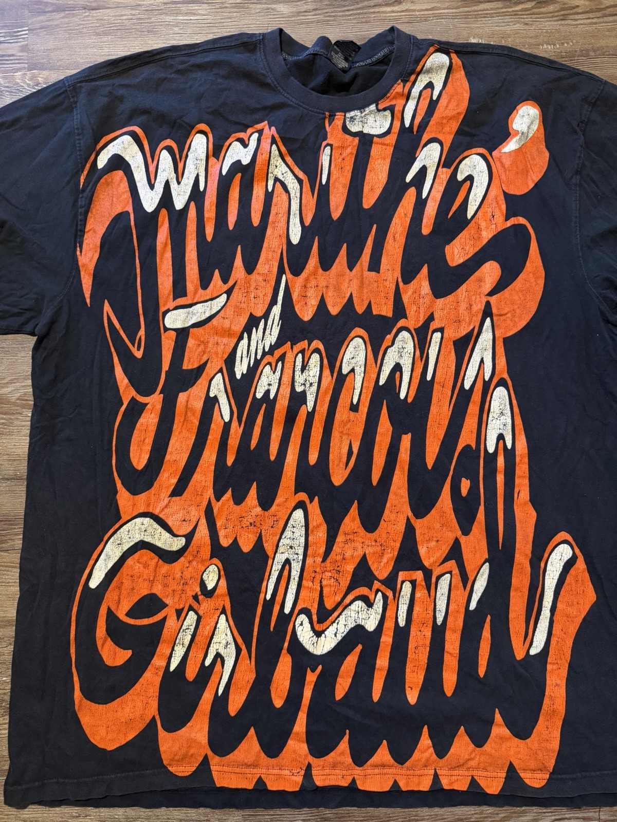 Vintage MARITHE FRANCOIS GIRBAUD Graffiti Shirt Black Orange White SIZE 5XL gallery
