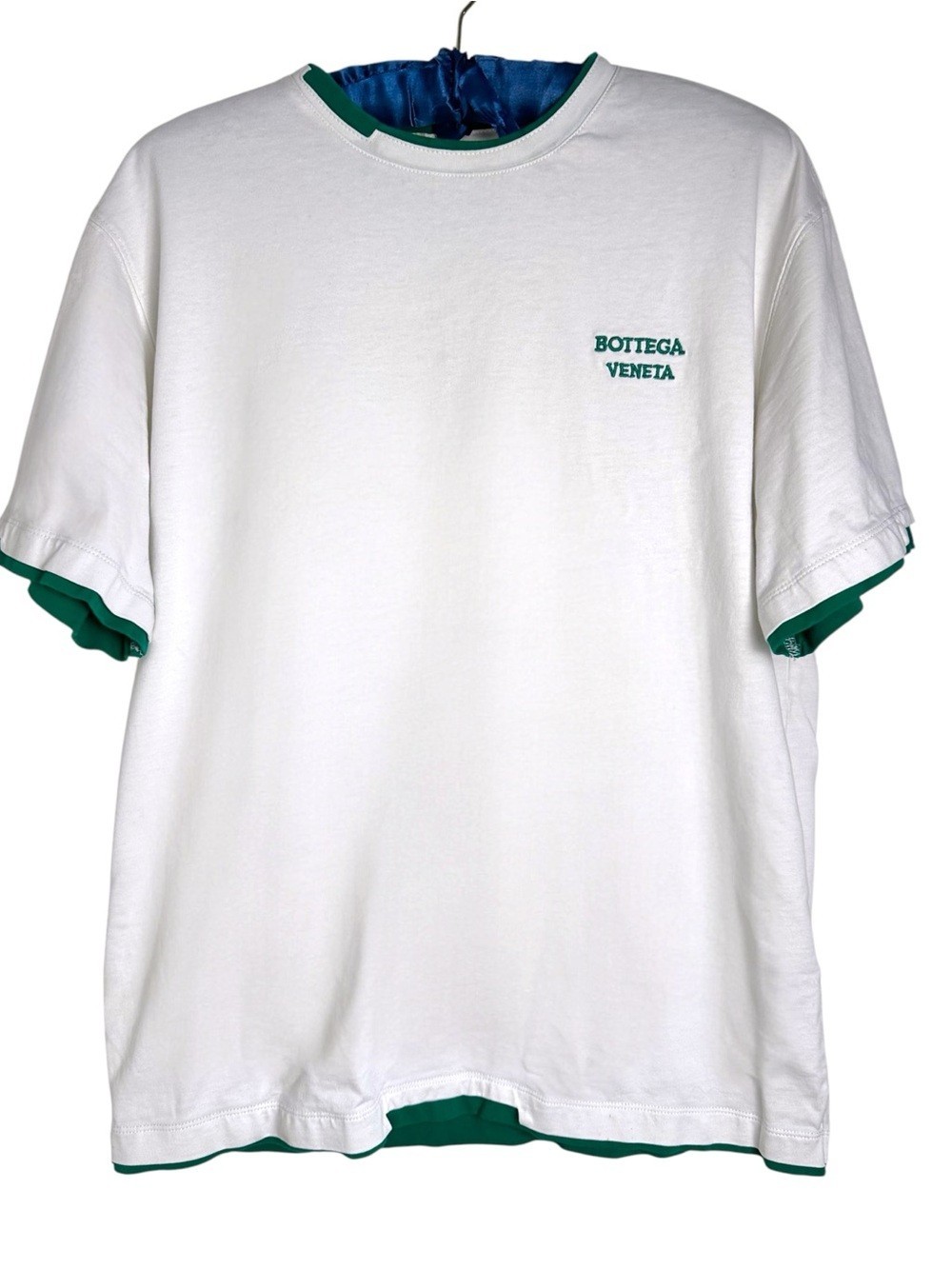 Bottega Veneta white cotton crewneck relaxed t-shirt green trim men M women L gallery