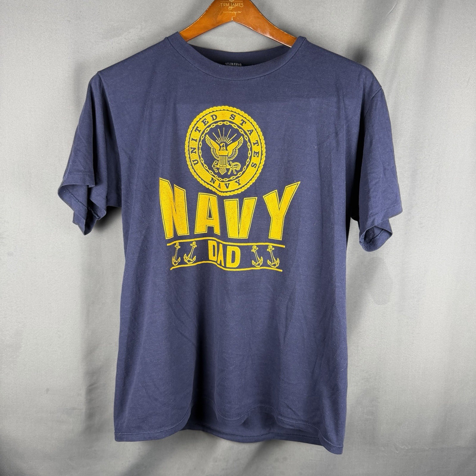 Vintage Single Stitch Velva Sheen T Shirt US Navy Dad USA Made Mens XL Blue gallery