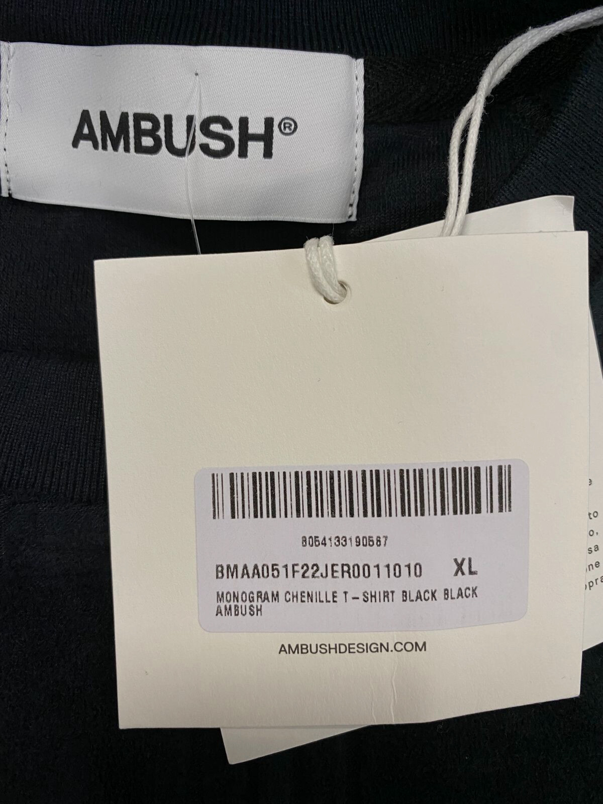 $490 Ambush Men's Black Cotton Chenille Short Sleeve Crewneck T-Shirt Size XL gallery