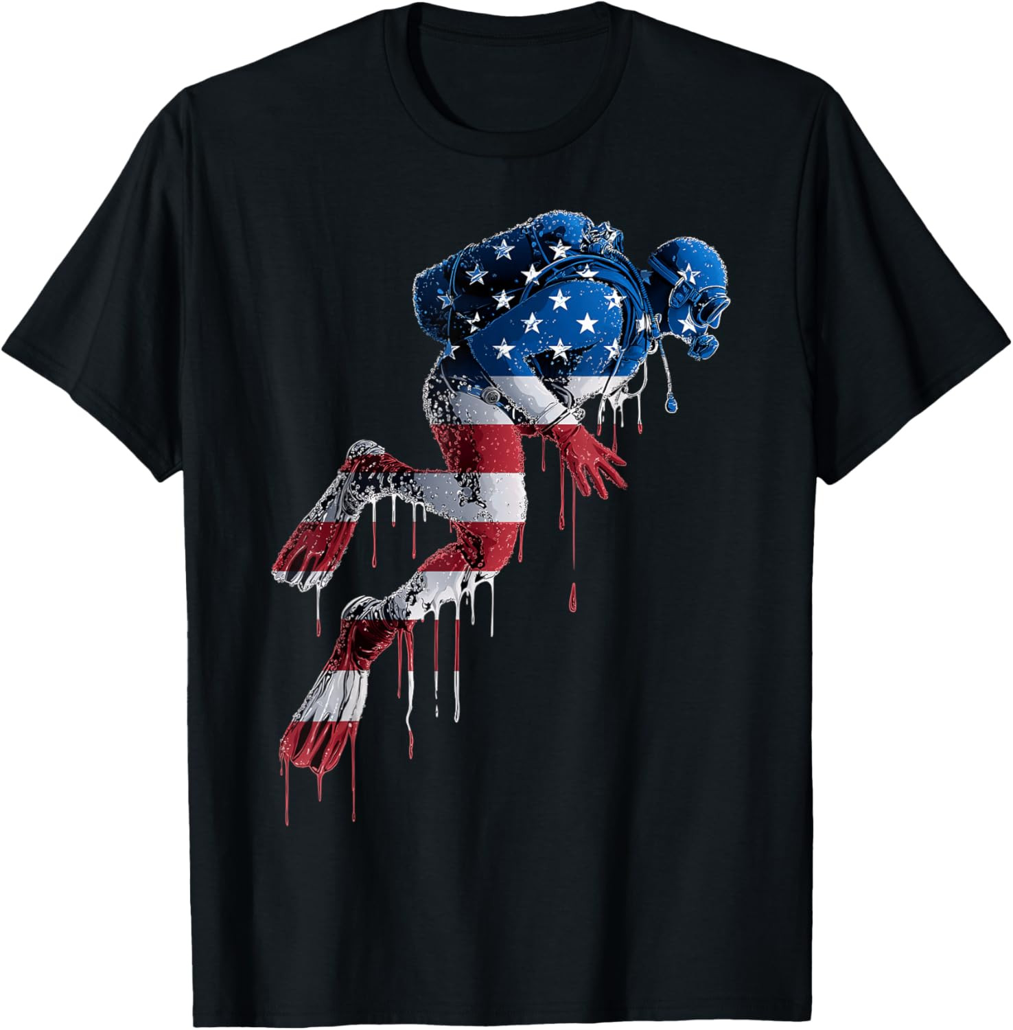 Scuba Diver Scuba Diving American Flag USA Drip Graffiti Unisex T-Shirt gallery