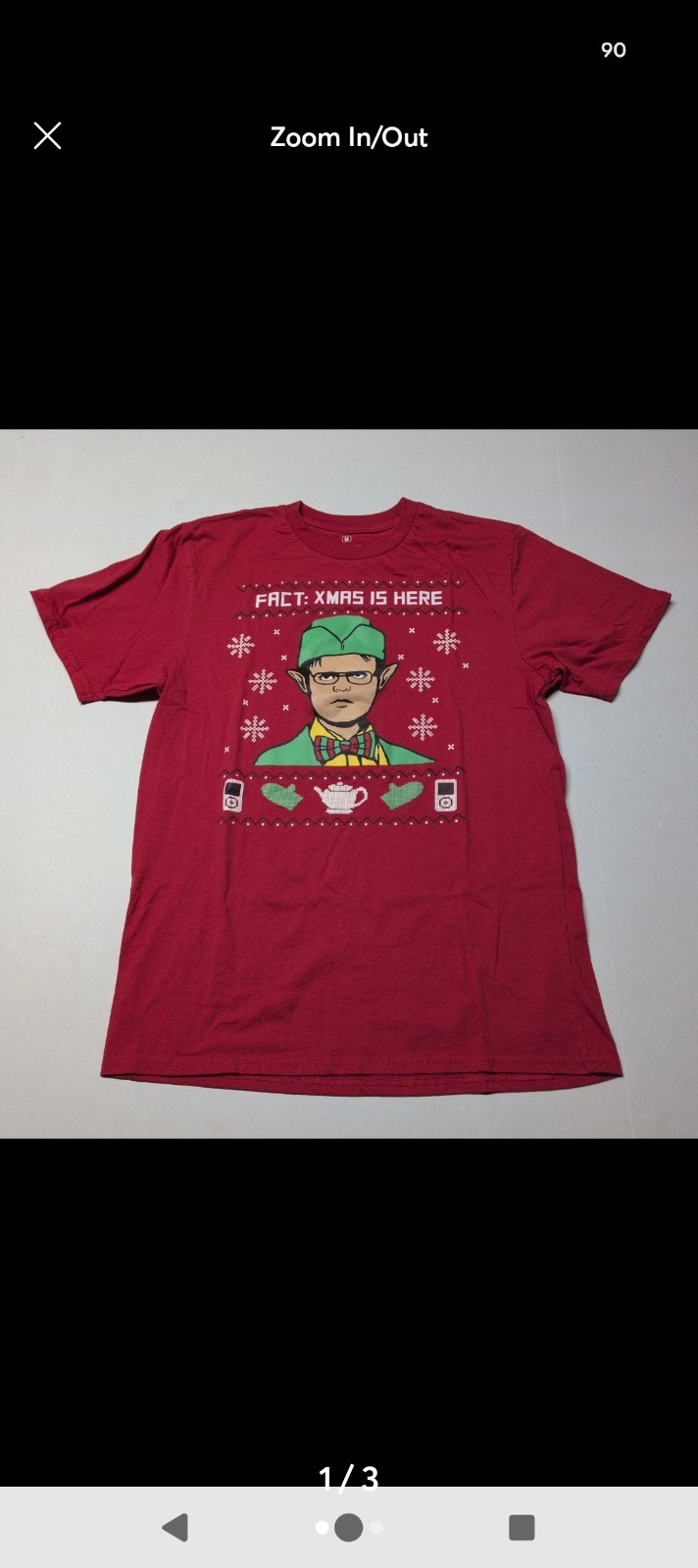 The Office Red Short Sleeve Holiday T-shirt Mens Size Medium.