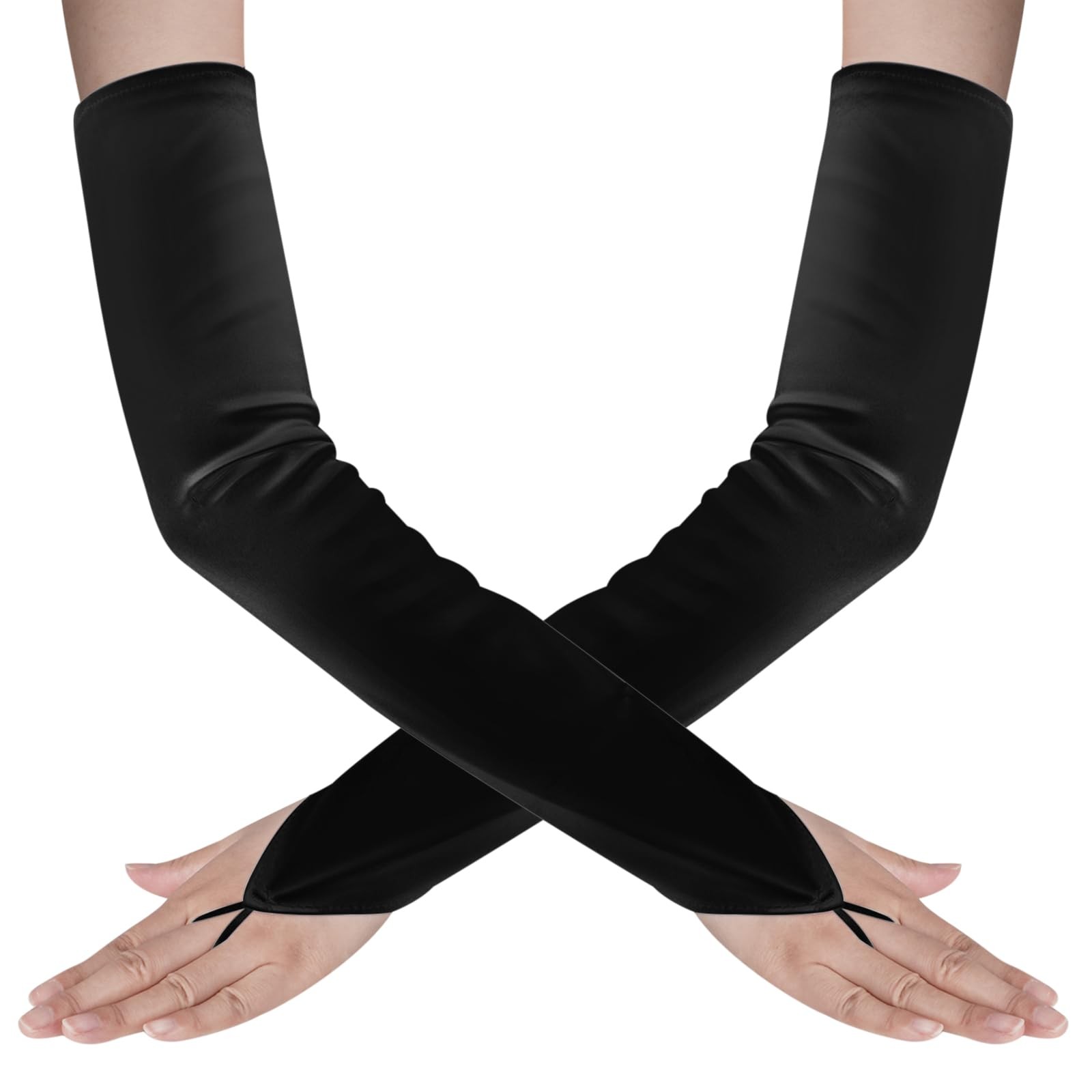 Long Opera Party Fingerless 1920s 20s Satin Tea Party Gloves Costumes Elbow L... gallery
