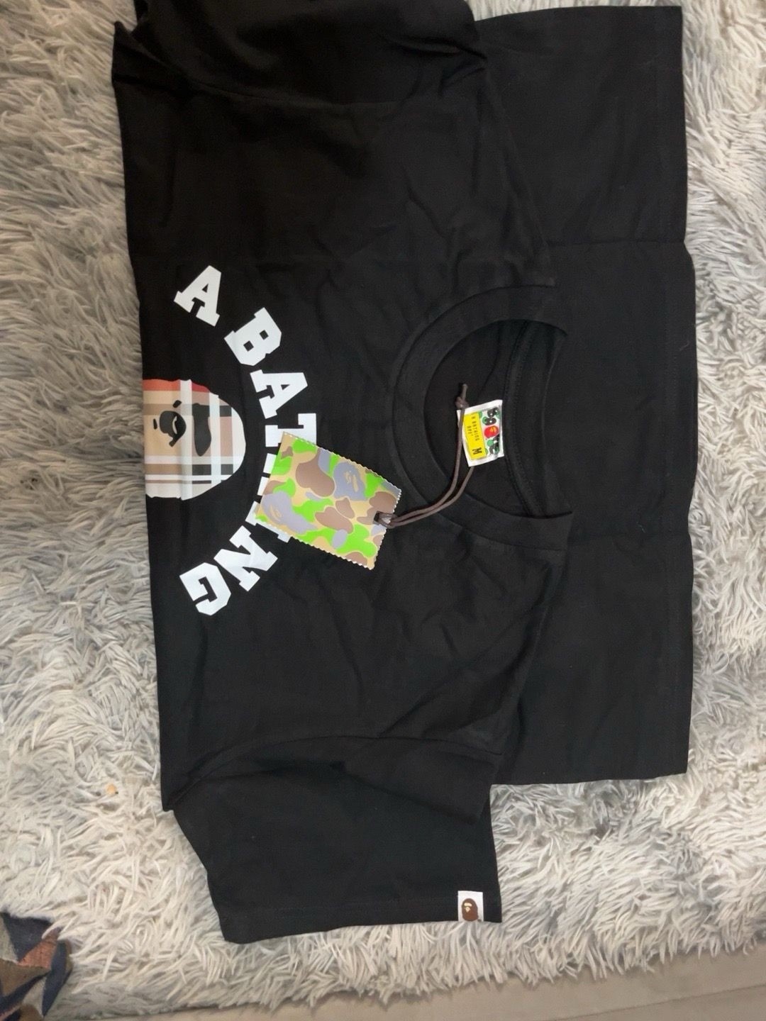 A Bathing Ape BAPE Black Ape Head Logo Graphic Tee Cotton Crew Neck Men's M gallery