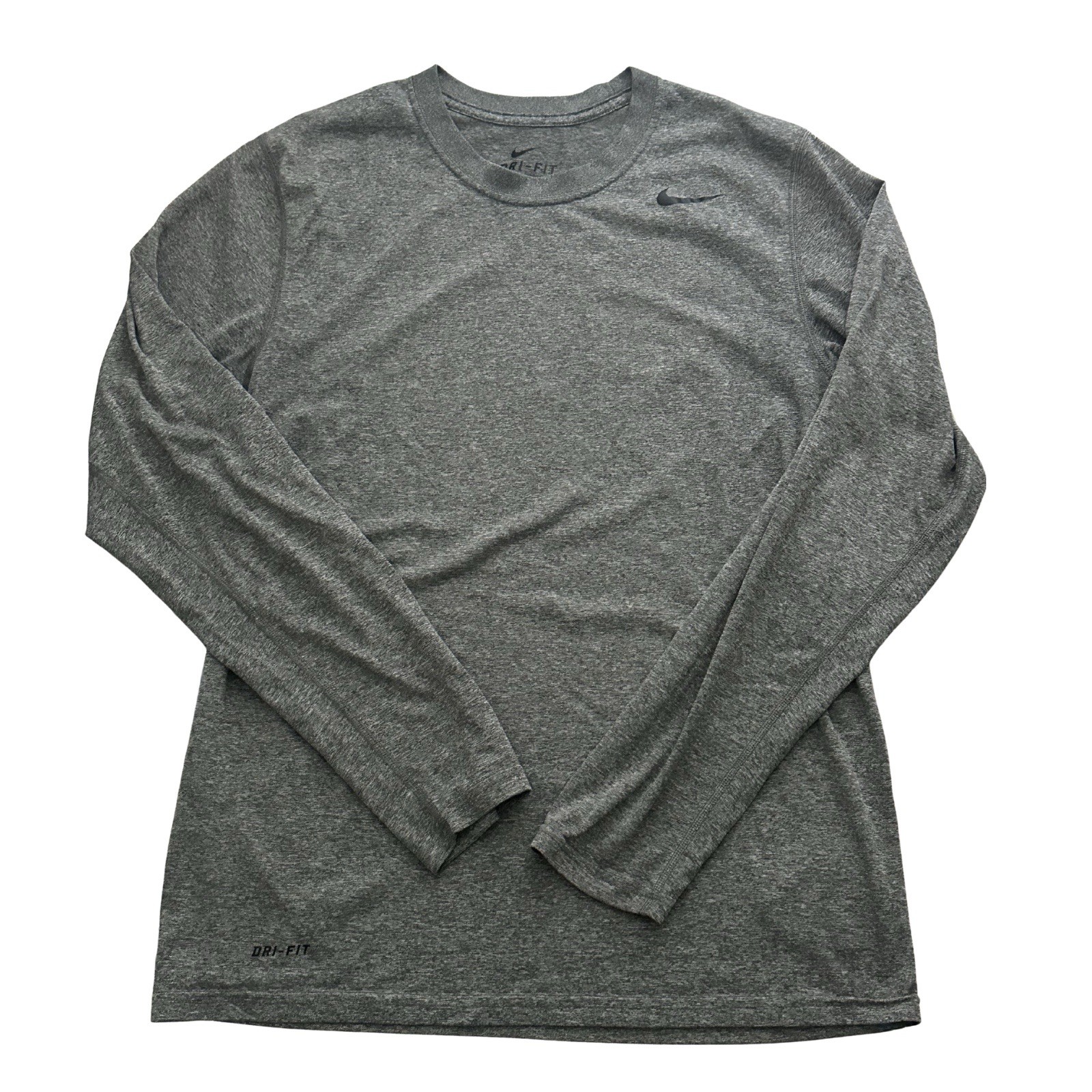 Nike Dri-FIT Mens Long Sleeve Shirt Heather Gray Tech Workout Gym Tee Medium gallery