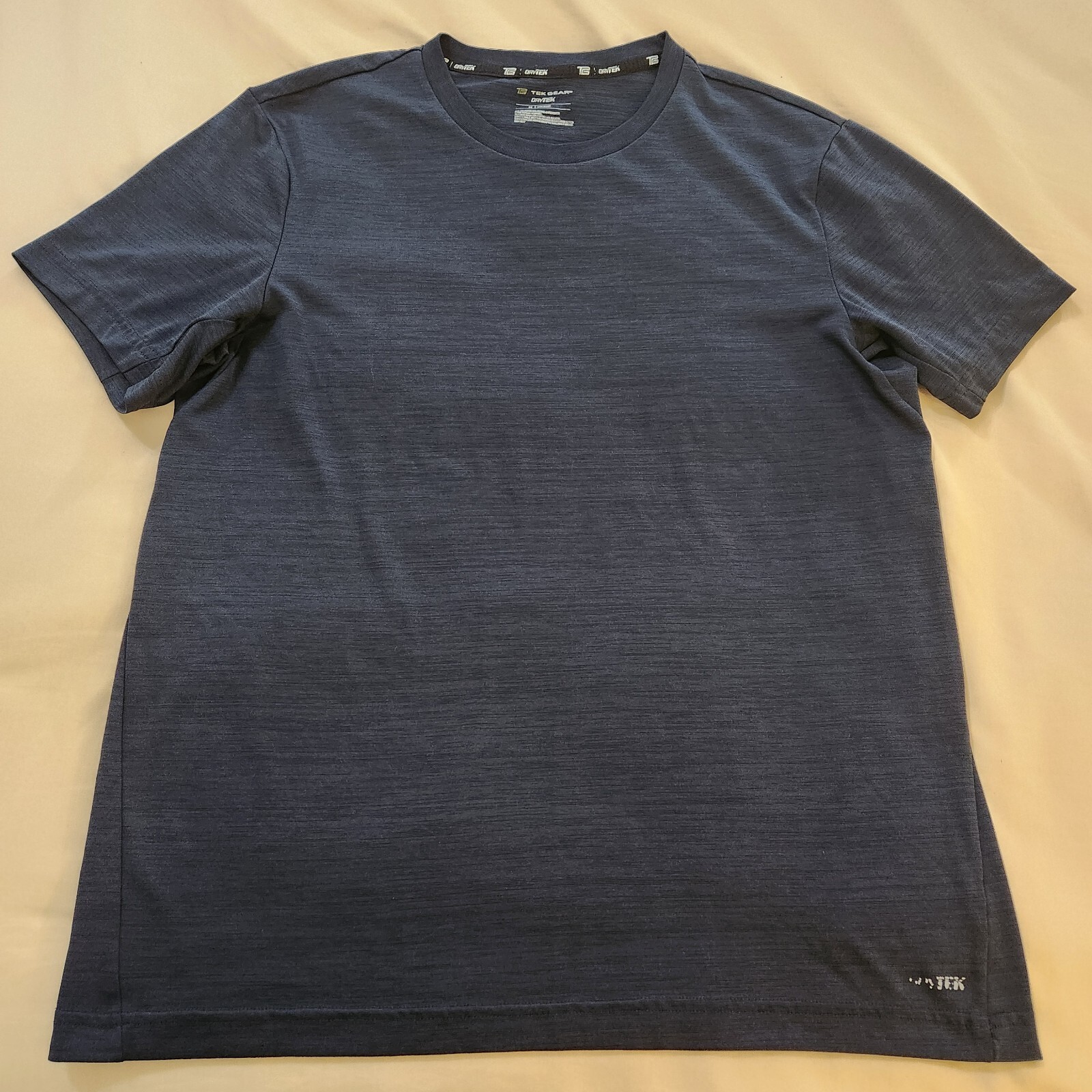 Mens Tek Gear T-Shirt Size MED Navy Blue Heather Crew S/S DryTek gallery