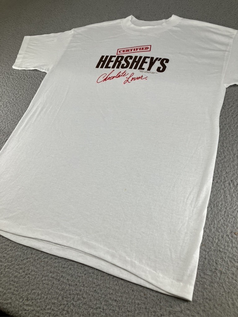 Vintage Hersheys Shirt Mens XL White Certified Chocolate Lover Candy Promo 90s gallery