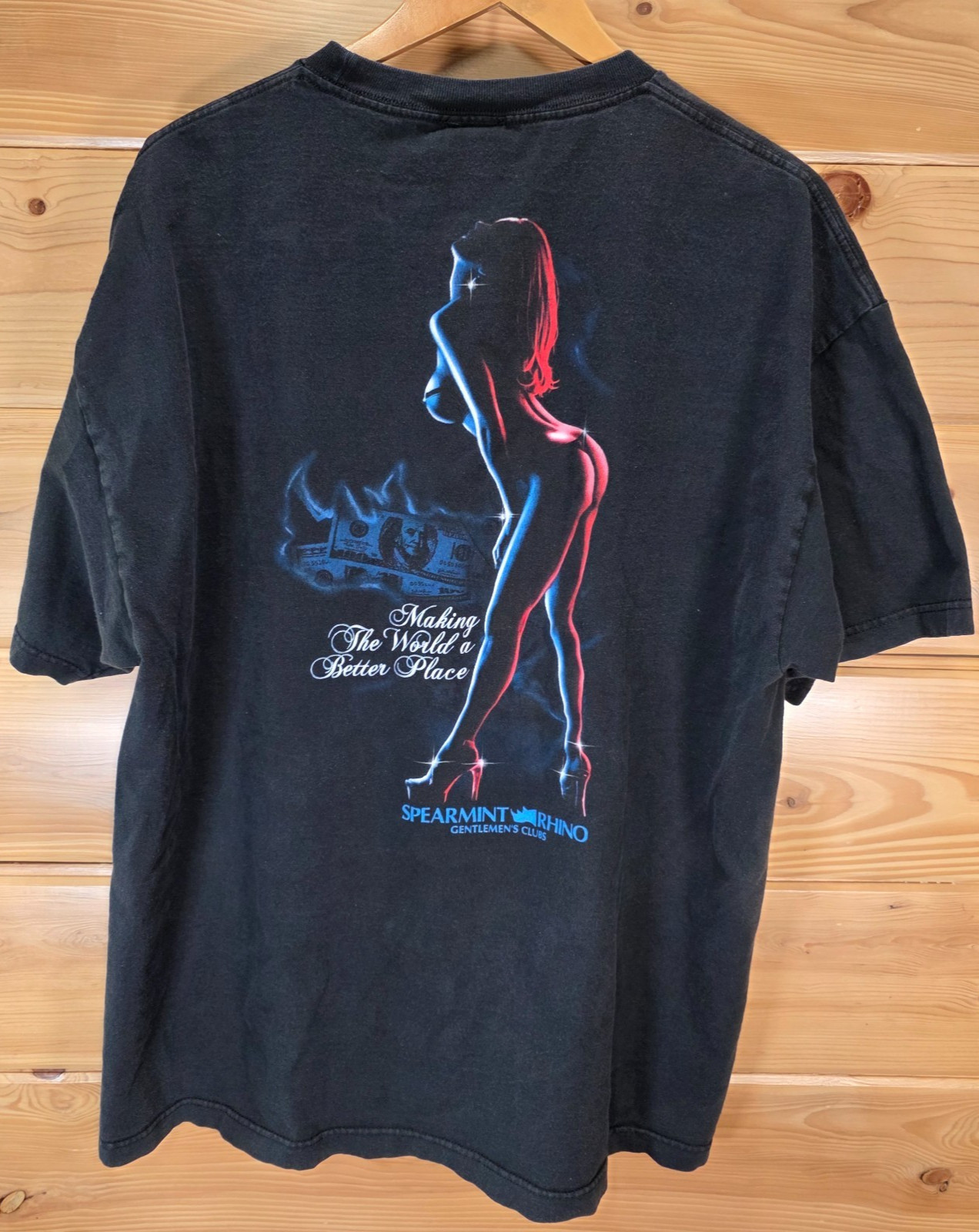 VTG Spearmint Rhino Strip Club T-Shirt Men 2XL Rhino Money Stripper Fade Y2K gallery
