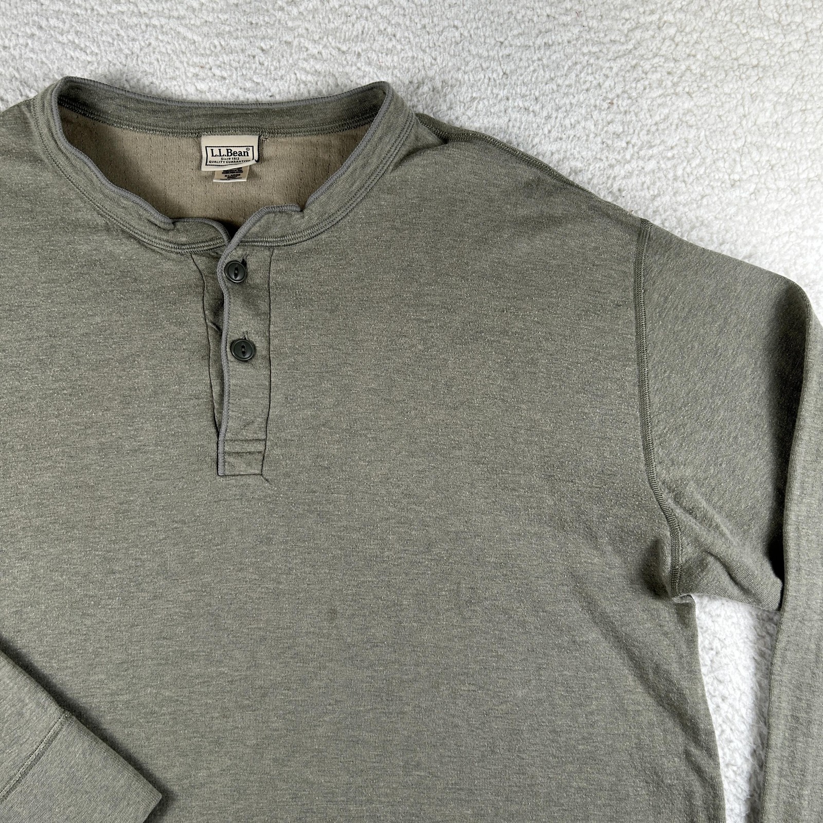 Vintage L.L.Bean Shirt Mens XL Long Sleeve Henley Double Layer Cotton Wool Nylon gallery
