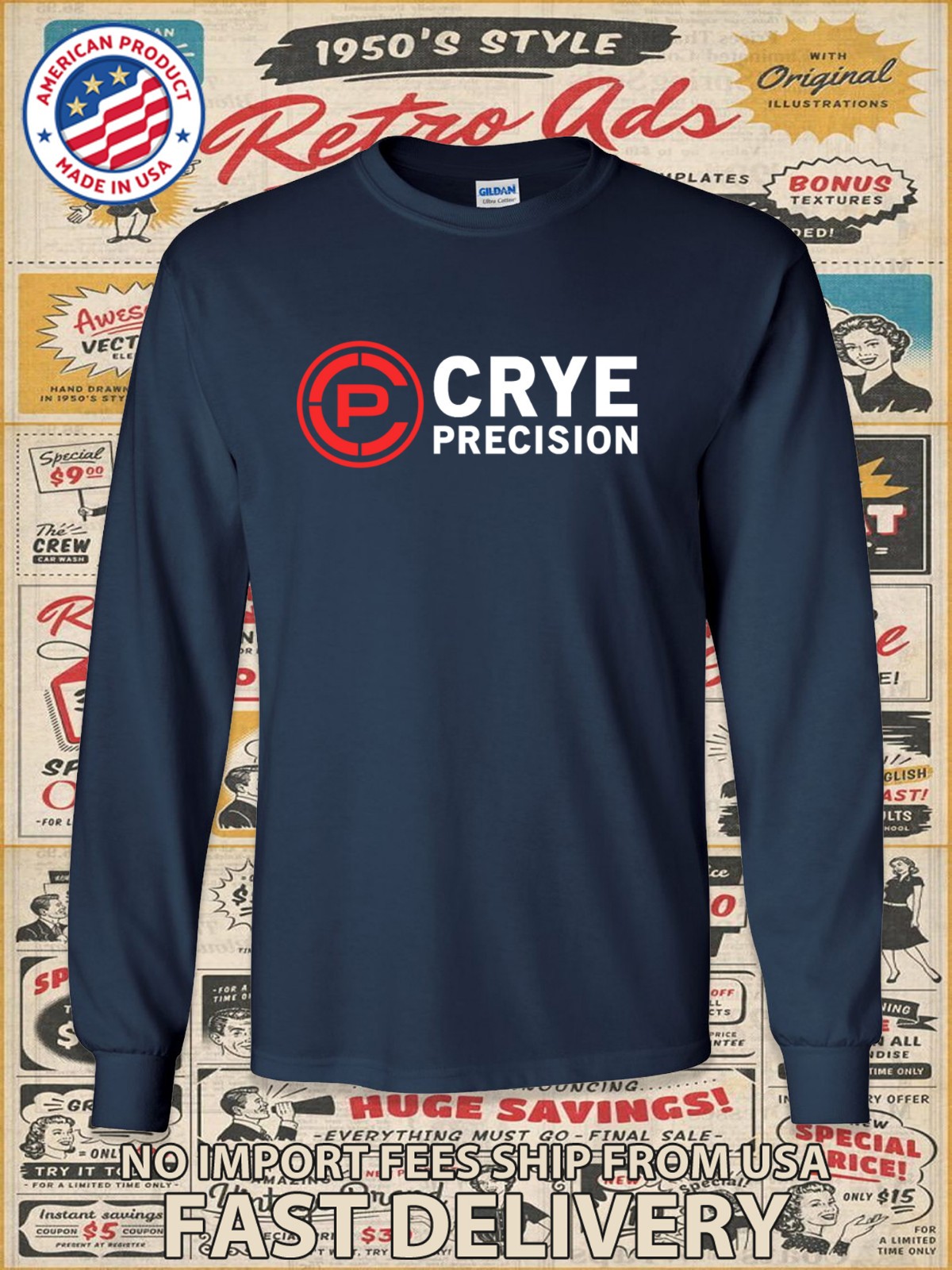 New Crye Precision Firearms Logo Men's Long Slevee T-Shirt American T-Shirt gallery