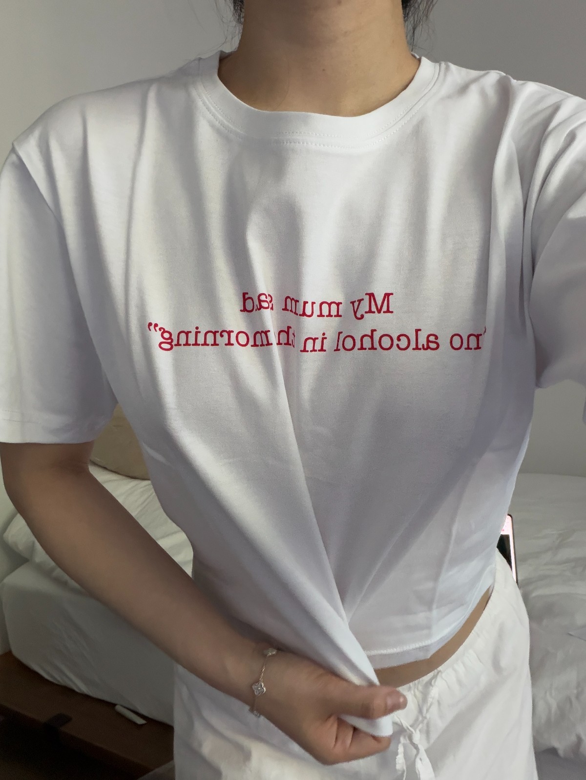 My Mum Said No Alcohol In The Morning T-Shirt Women Funny Graphic Tee One Size gallery