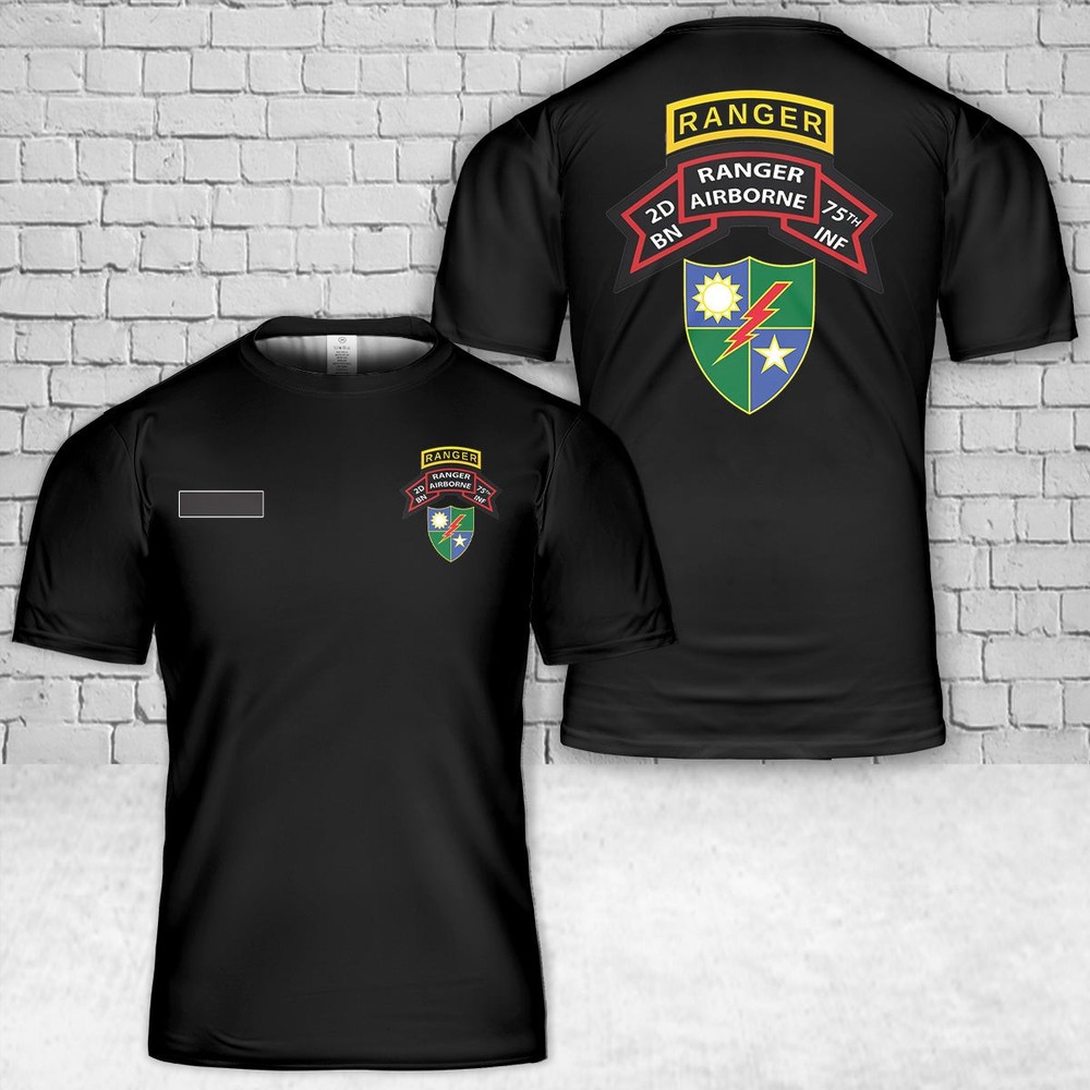 Custom Name 2nd BN 75th Rangers Airborne T Shirt 3D_47b_1