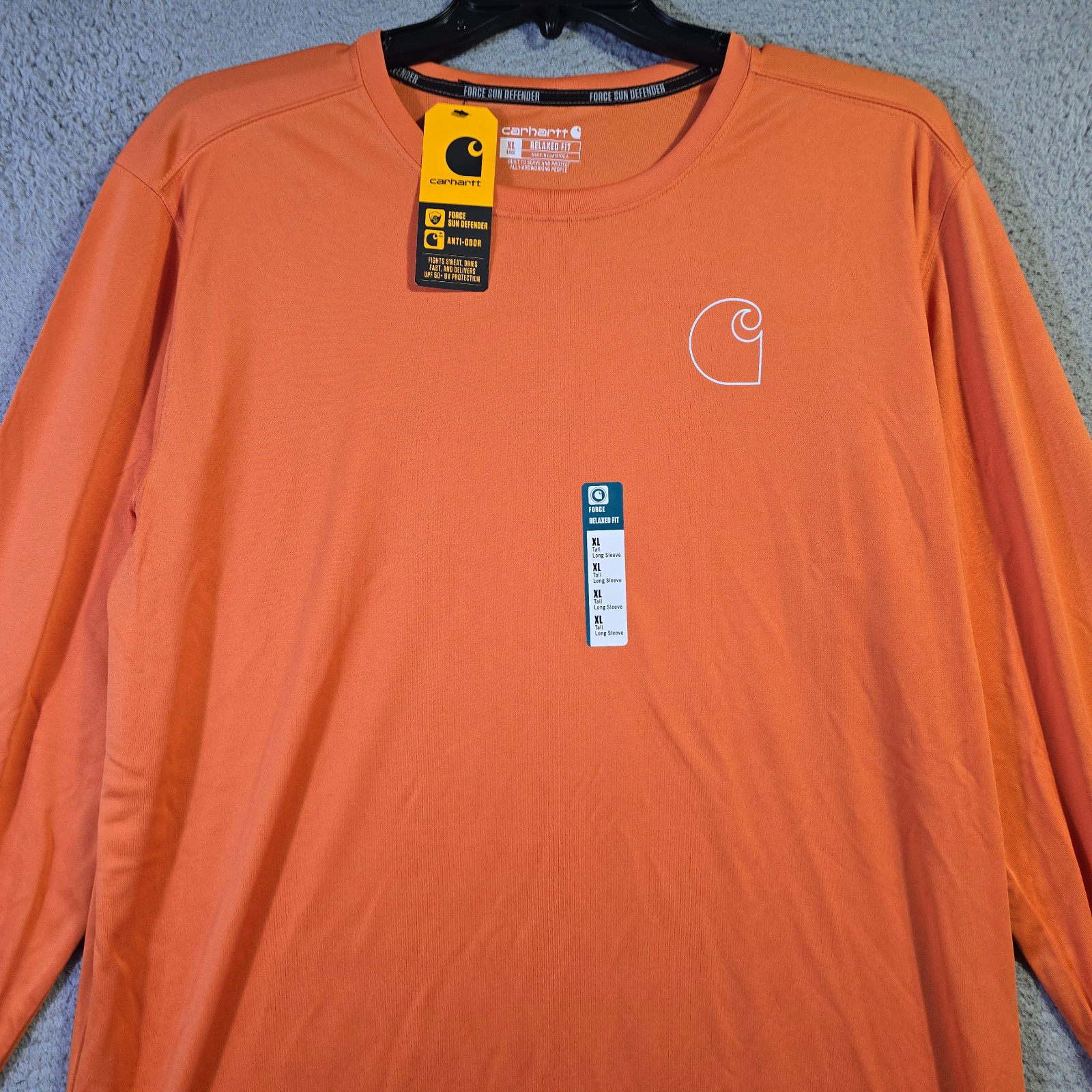 CARHARTT Fast Dry Sun Shirt Mens XL Tall Orange Outdoor Long Sleeve UPF 25 NWT gallery