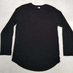 H&M Divided Men’s Medium Basic Black Long Sleeve Crewneck T-Shirt Curved Hem