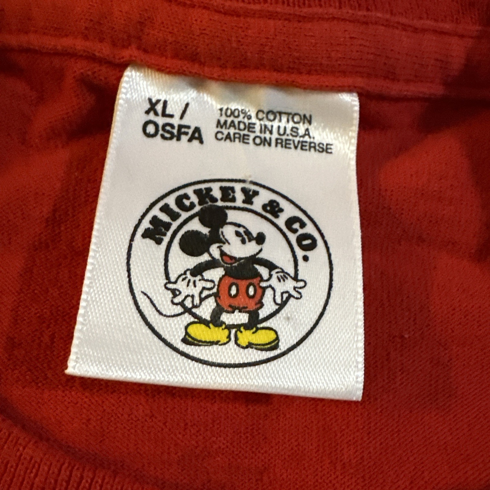 VTG Mickey & Co. Disney Mickey Mouse Embroidered Red T-Shirt XL OSFA 90s USA Tee gallery